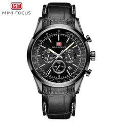 MINIFOCUS Luxury Brand Mens Watches Quartz Men Watch Leather Army Sports Watch Military Chronograph Watches Men Clock Hour Date