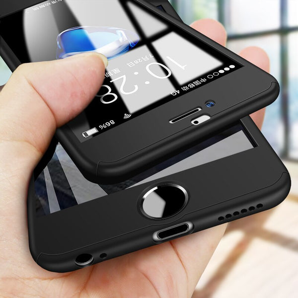 360 Full Cover Phone Case For iPhone X 8 6 6s 7 Plus 5 5s SE PC Protective Cover For iPhone 7 8 Plus Case Cover With Glass