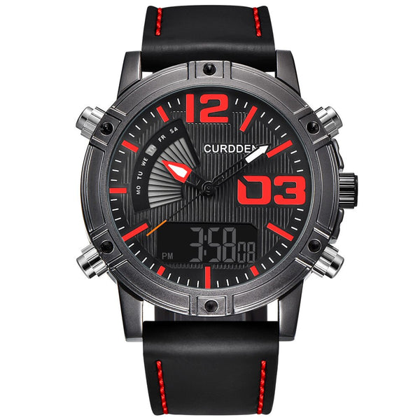 Mens Wristwatch Sports LED Military Leather Analog Quartz Gift Watch Mens Reloj Hombre 2019 Men Wristwatch Clock