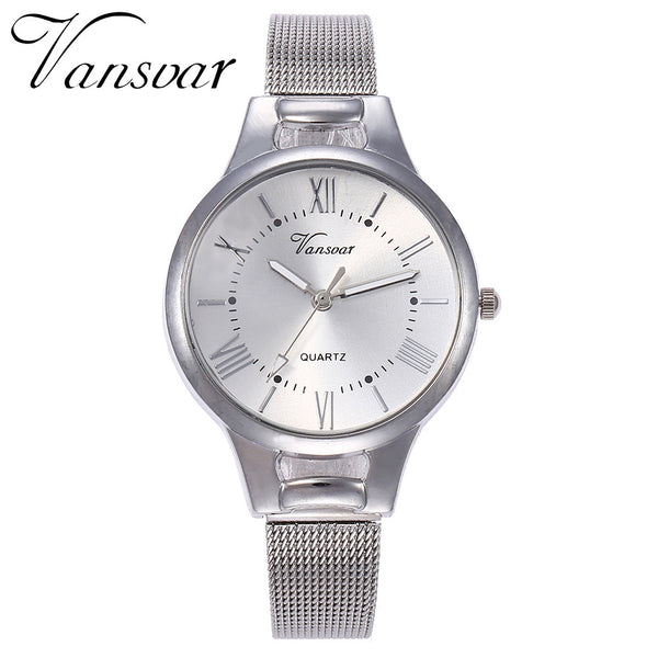 Casual Women Watches Simple  Dial Ladies  Quartz Wristwatch High Quality Rose Gold Mesh Belt Strap Clock Montre Femme@50