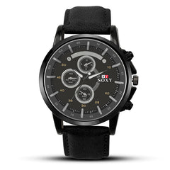 Mens Pu Leather Watches Analog Military Sports SOXY Quartz Male Wristwatch Hour Relogio Masculino Saati Clock Montre Homme