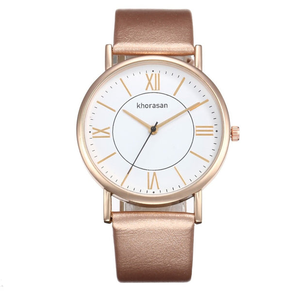 Hot Selling Women Watches Rose Gold Border Dial Ladies Quartz Wristwatch Leather Strap Business Clock Work  Zegarki Damskie@50