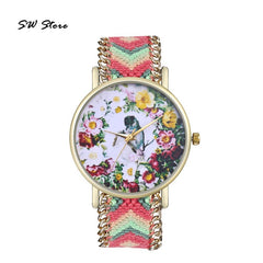 Trendy Bird Language Floral Dial Bright And Interesting Women's Watches High Quality Clock Best Sellers Wristwatch Kadin Saat@50
