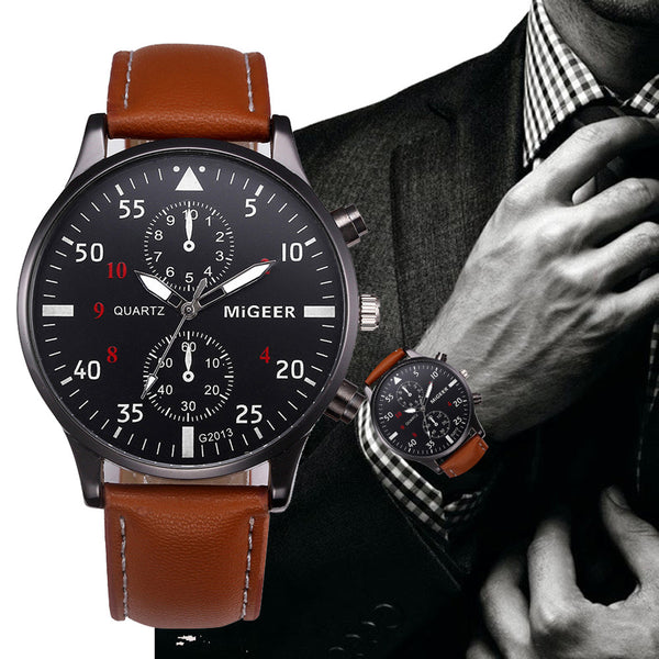 DISU Men Wrist Watch  Retro Design Leather Band Analog Alloy Quartz watches men unique watch for men wristwatch mens