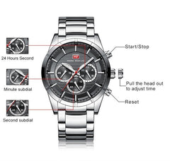 MINI FOCUS Mens Watches Top Brand Luxury Stainless Steel Quartz Watch Men Waterproof Sports Watches Man Clock Men's Wristwatches