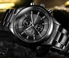 Watch men Luxury Full Steel Watch Masculino Relogio Men's Sports Business Erkek Kol Saati Dress Wristwatch Chronograph relogio