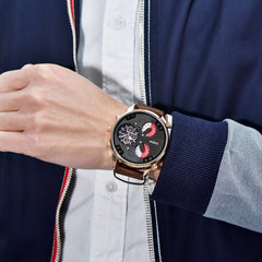 Man Wrist Watch Luxury Automatic Mechanical Date Day Leather Watch Mens Reloj Hombre 2019 big dial watches for men
