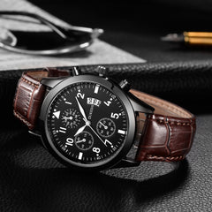 DISU Men Wrist Watch Luxury Stainless Steel Quartz Military Sport Leather Band Dial watch man watches mens 2019 men wristwatch