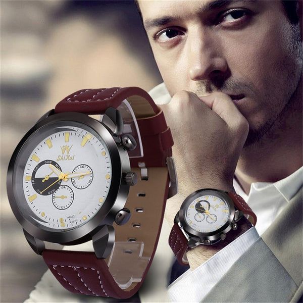 Mens Watches Luxury Business Large Dial Leather Belt Quartz Watch Man big dial watches for men horloges mannen orologio uomo