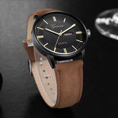DISU Men Wrist Watch Sport Military Stainless Steel Dial Leather Band watches mens unique watch for men relogios masculino