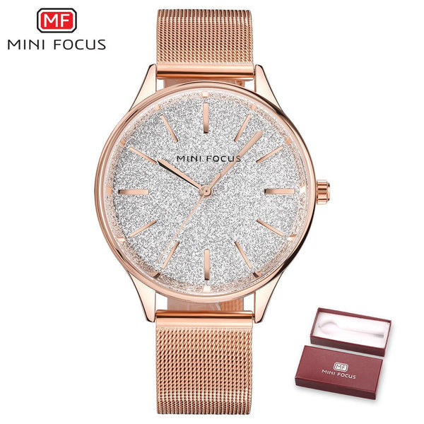 MINIFOCUS Rose Gold Watch Ladies 2019 Fashion Luxury Brand Women Watches Waterproof Female Wristwatch Quartz Hand Watch Woman