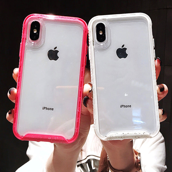 Candy Color Wave point Frame Shockproof Case For iphone 11 XS Max XR 6 6s 7 8Plus Transparent TPU +PC Hard Protective Phone Case