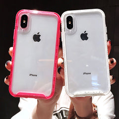 Candy Color Wave point Frame Shockproof Case For iphone 11 XS Max XR 6 6s 7 8Plus Transparent TPU +PC Hard Protective Phone Case