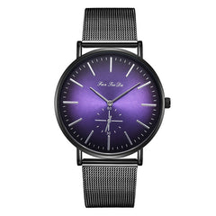 FanTeeDa Men Wristwatch Fashion Luxury Mesh Belt Double Eye Dial Analog Quartz Watch Man Watches Mens 2019 relojes para hombre