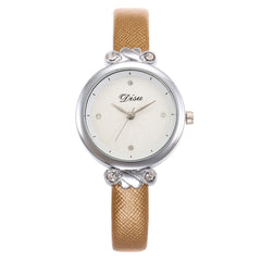 Minimalism Women's Watches Good Dial  Business Ladies Quartz Wristwatch With Rhinestone Solid Color Leather Strap Clock DISU@50
