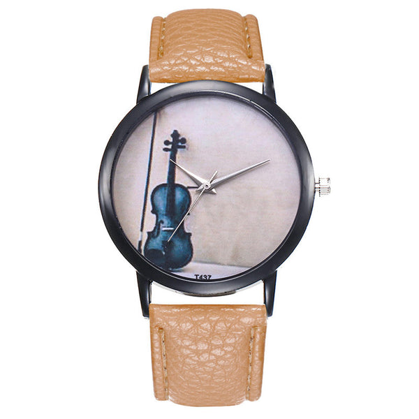 Women's Watches Bayan Kol Saaty Fashion Simple Violin Pattern Watch Reloj De Mujer Montre Femme Acier Inoxydable @50