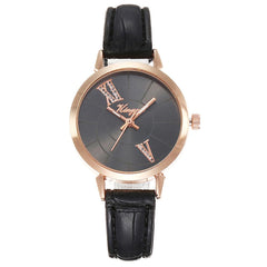 Luxury Women's Watches Leather Strap Fashion Ladies  Clock Scale Rose Gold Disc Quartz Wristwatch  Relogio Feminino@50