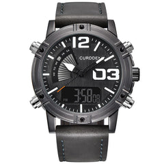 Mens Wristwatch Sports LED Military Leather Analog Quartz Gift Watch Mens Reloj Hombre 2019 Men Wristwatch Clock
