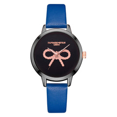 Hot Women's Watches Pink Bow Pattern Disc Ladies Quartz Movement Wristwatch Business Leather Strap  Clock Zegarki Damskie@50