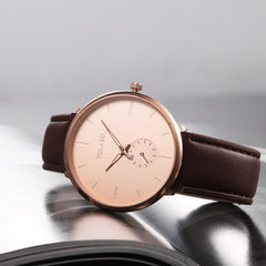 YOLAKO Men's Watch Luxurious Business Leather Belt Simple Mirror Quartz Wristwatch Mens new arrival in men wrist watches