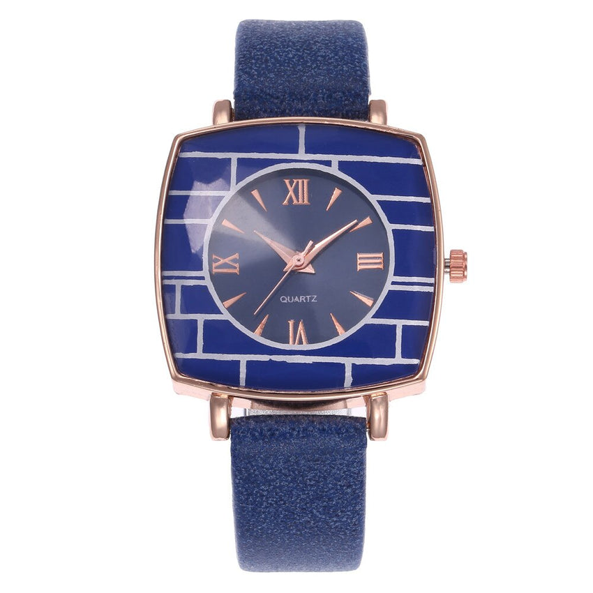 Hot Selling  Women Watch Sport Style Striped Square Dial Ladies Quartz Wristwatch Clock Simple Leather Strap Relogio Feminino@50