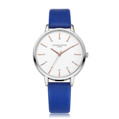 Hot Sale Women Watches Silver Border Scale Disc Ladies Quartz Wristwatch Solid Color Leather Strap Clock Fashion Reloj Mujer@50
