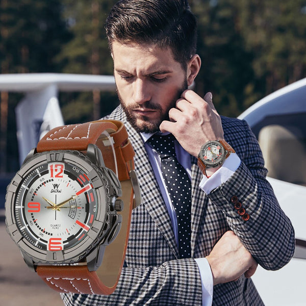Men Watches Luxury Business Large Dial Fashion Leather Belt Quartz Watch Man relojes hombre 2019 horloges mannen orologio uomo