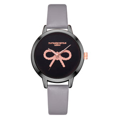 Hot Women's Watches Pink Bow Pattern Disc Ladies Quartz Movement Wristwatch Business Leather Strap  Clock Zegarki Damskie@50