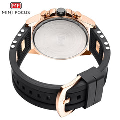 MINI FOCUS Gold Fashion Sports Watch Men Luxury Brand Analog Men's Watches Quartz Watches Man Clock Chronograph Silicone Strap