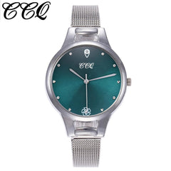 Women Watches Green Dial Ladies Quartz Wristwatch Luxury Silver Mesh Belt  Strap Clock Creative Dress Gift Relogio Feminino@50