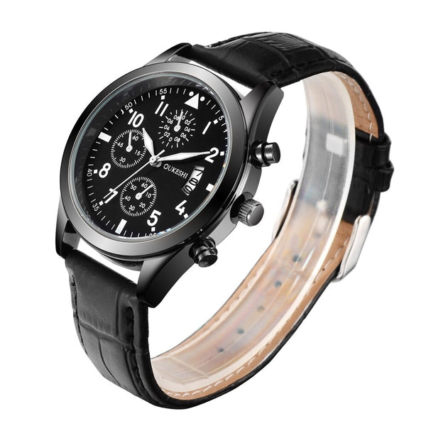 DISU Men Wrist Watch Luxury Stainless Steel Quartz Military Sport Leather Band Dial watch man watches mens 2019 men wristwatch