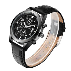 DISU Men Wrist Watch Luxury Stainless Steel Quartz Military Sport Leather Band Dial watch man watches mens 2019 men wristwatch