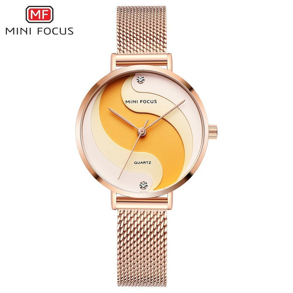 MINIFOCUS Watches Women Fashion Watch 2019 Female Watch Gold Luxury Brand Womans Watch Ladies Stainless Steel Mesh Wristwatches