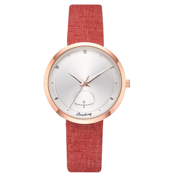 Beat Selling  Women's Watches Fashion  Golden Border Dial Ladies Quartz Wristwatch  Leather  Strap Clock Simple Reloj Mujer @50