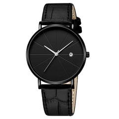 DISU Men Watches Leather Blue Ray Glass Quartz Analog With Calen wristwatch mens unique watch for men relogios masculino