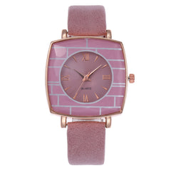 Hot Selling  Women Watch Sport Style Striped Square Dial Ladies Quartz Wristwatch Clock Simple Leather Strap Relogio Feminino@50