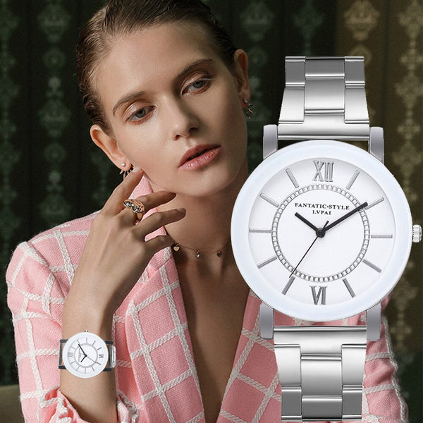 Temperament  Women's Watches Scale Dial Disc Ladies Business Quartz Wristwatch  Alloy Strap Clock Fashion  Montre Femme@50