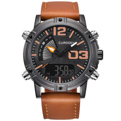 Mens Wristwatch Sports LED Military Leather Analog Quartz Gift Watch Mens Reloj Hombre 2019 Men Wristwatch Clock