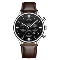 Men's Watch Fashion Sport Stainless Steel Case Leather Band Quartz Analog Wrist Watch Man Reloj Hombre 2019 relogios masculinos