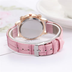 Business  Women Watches False Binocular Dial Ladies Quartz Wristwatch Solid Color Leather Strap  Meeting Clock Montre Femme@50