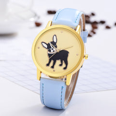 Women's Watches Casual  Ladies Quartz Wristwatch Golden Border Puppy Pattern Dial Leather Strap Clock Dress Gift Reloj Mujer@50