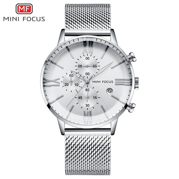 MINI FOCUS 3 Eyes Chronograph Watches Men Luxury Brand Sports Men's Watches Quartz Watch Man Fashion Stainless Steel Auto Date