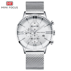 MINI FOCUS 3 Eyes Chronograph Watches Men Luxury Brand Sports Men's Watches Quartz Watch Man Fashion Stainless Steel Auto Date
