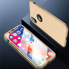 360 Full Cover Phone Case For iPhone X 8 6 6s 7 Plus PC Protective Cover For iPhone XS Max XR X 7 Case Cover With Glass