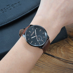 YOLAKO Men's Watch Luxurious Business Leather Belt Simple Mirror Quartz Watch Man Watches Mens 2019 relogio masculino