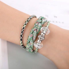 Hot Selling Leather Bracelet Woman High Quality Beading Handmade Rope Wrap Fashion Bracelets Bangles Gift  Brazalete Mujer@50