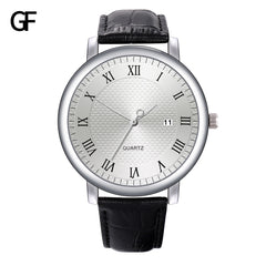 Men's Watch New Fashion High-End Quartz Letter Leather Strap male clock men watches quartzo day date relogios masculinos