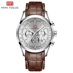 MINIFOCUS Luxury Brand Mens Watches Quartz Men Watch Leather Army Sports Watch Military Chronograph Watches Men Clock Hour Date