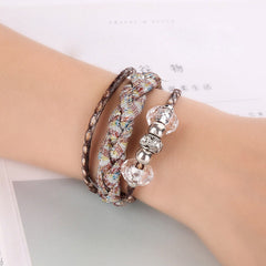 Hot Selling Leather Bracelet Woman High Quality Beading Handmade Rope Wrap Fashion Bracelets Bangles Gift  Brazalete Mujer@50