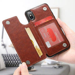 Retro PU Leather Case For iPhone X 6 6s 7 8 Plus XS 5S SE Multi Card Holders Phone Cases For iPhone XS Max XR 10 Cover